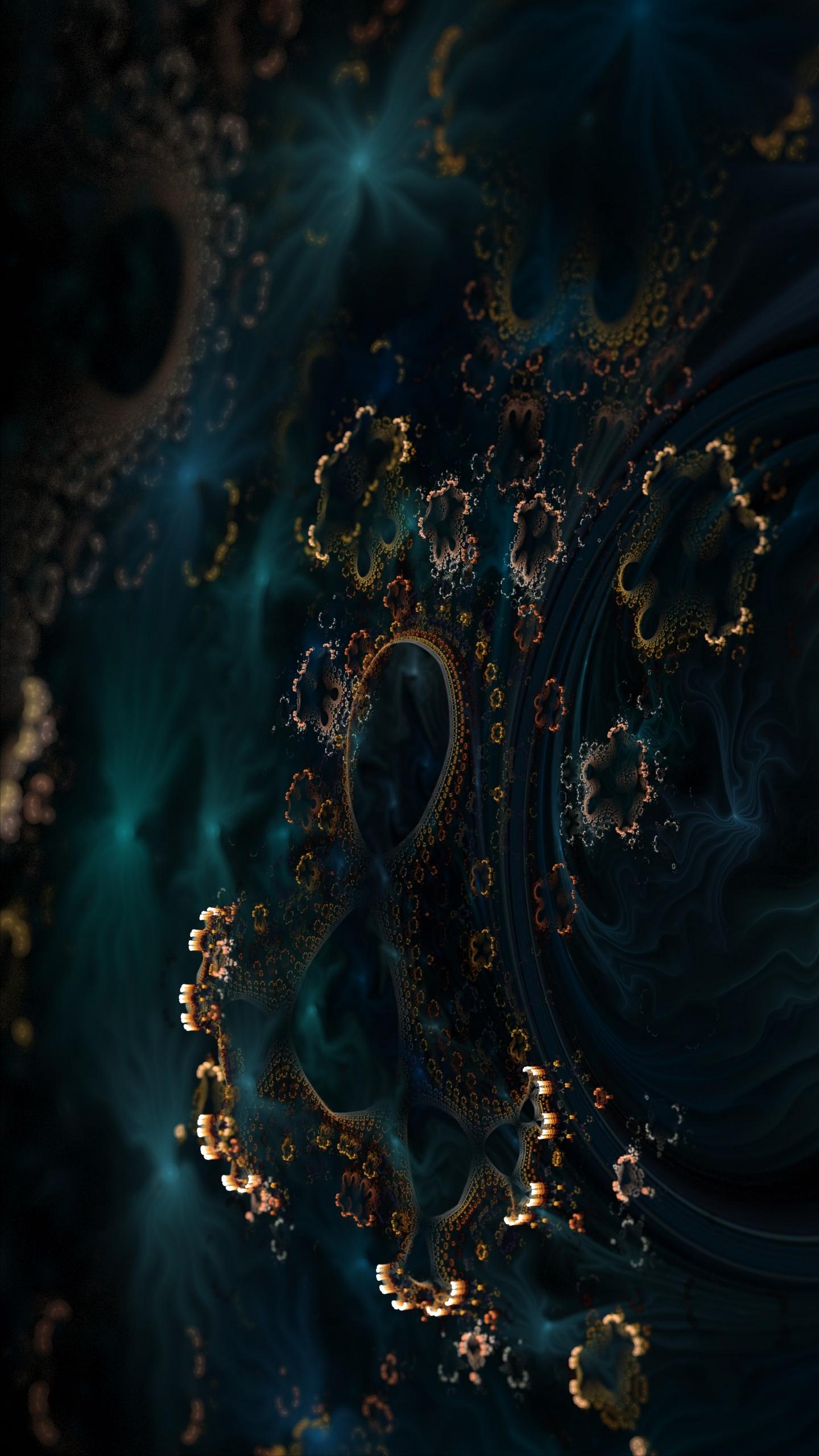Download wallpaper 1440x2560 fractal, patterns, coral, dark qhd