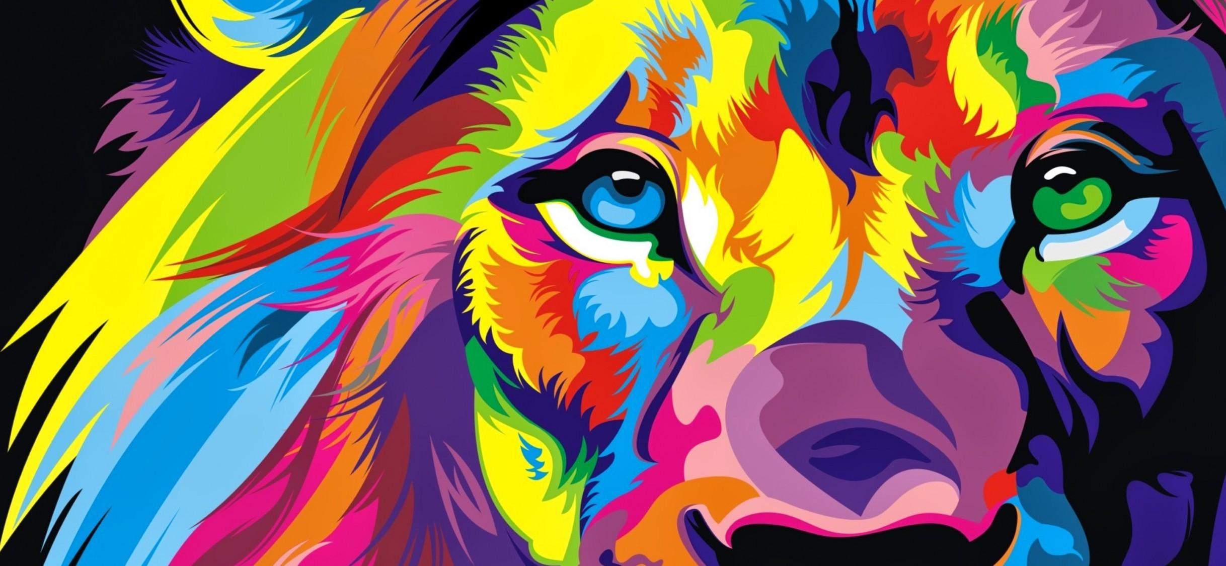 Download Full HD Colourful Lion Artwork Wallpaper iPhone X