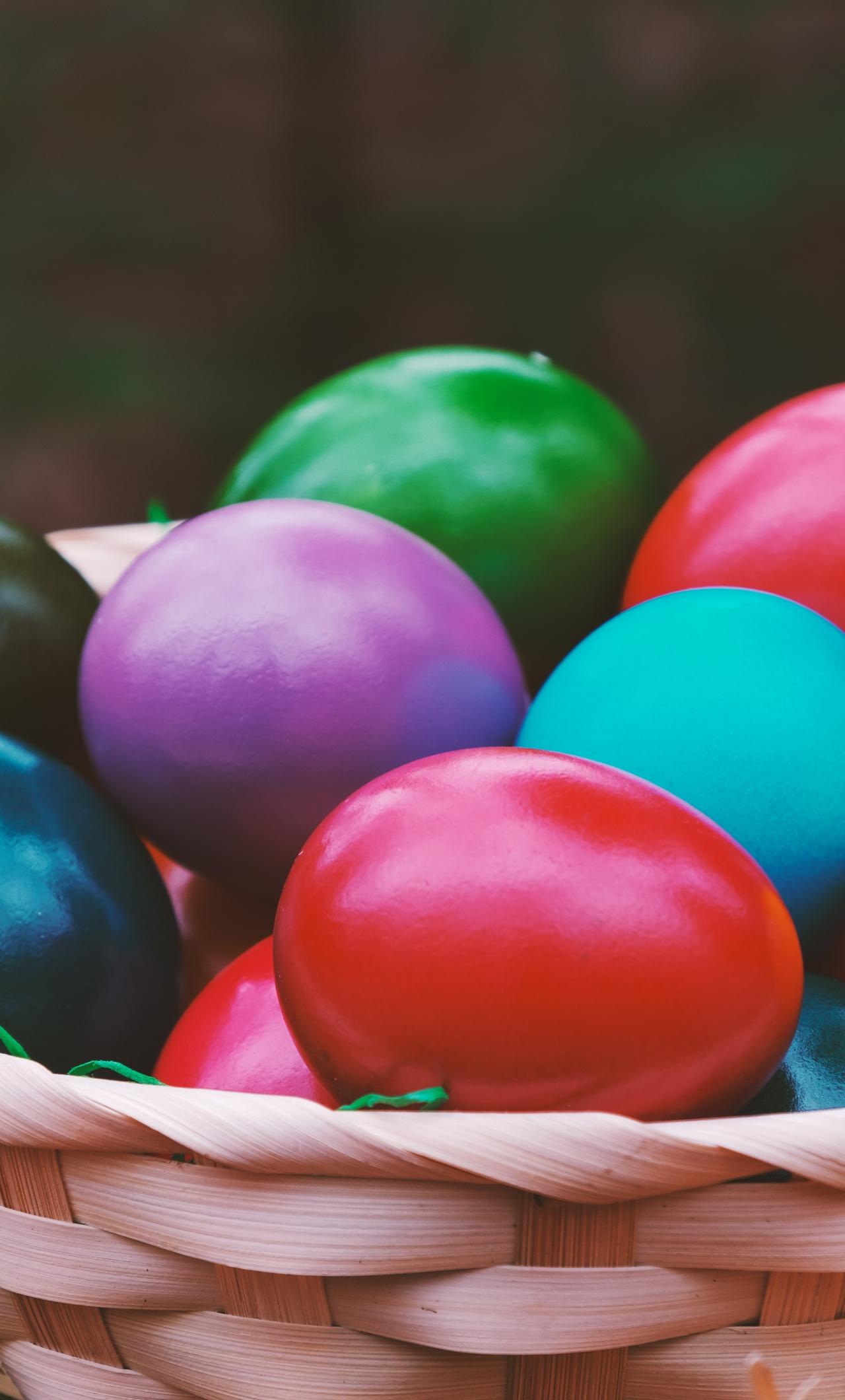 Download 1280x2120 wallpaper basket, easter eggs, colorful, iphone