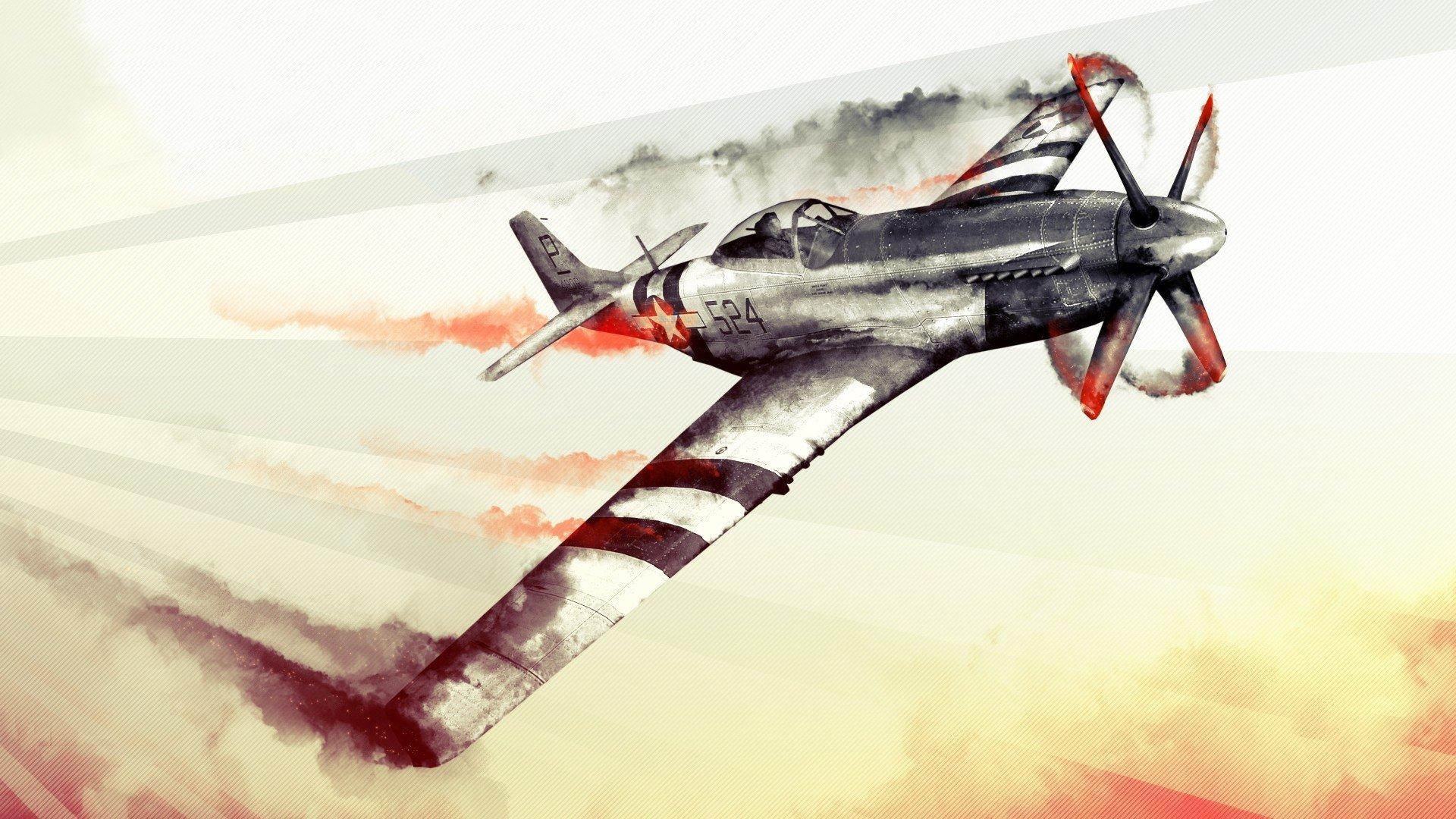 watercolor, World War II, Aircraft, War Thunder, North American P