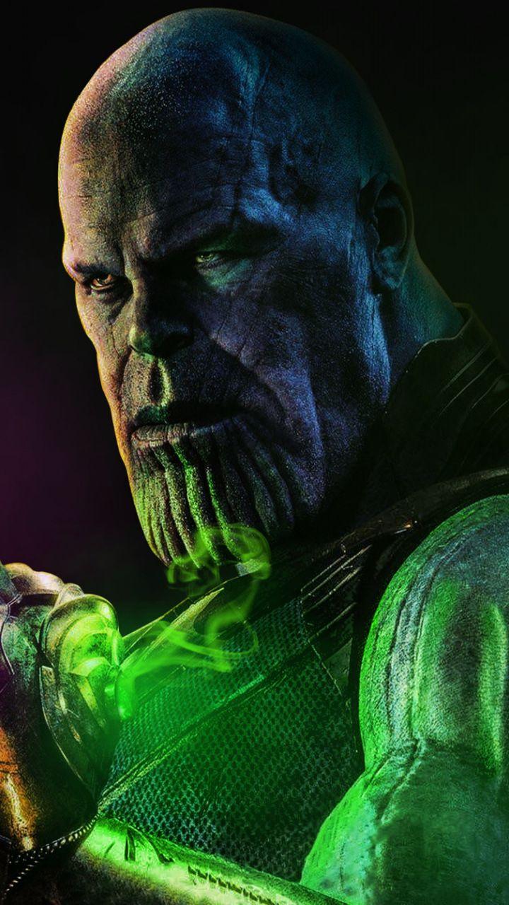 Thanos with infinity stones, artwork, super villain, 720x1280