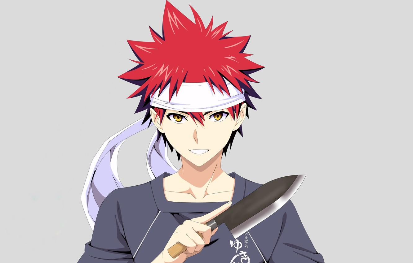 Wallpaper red, red hair, anime, boy, redhead, asian, knife, manga