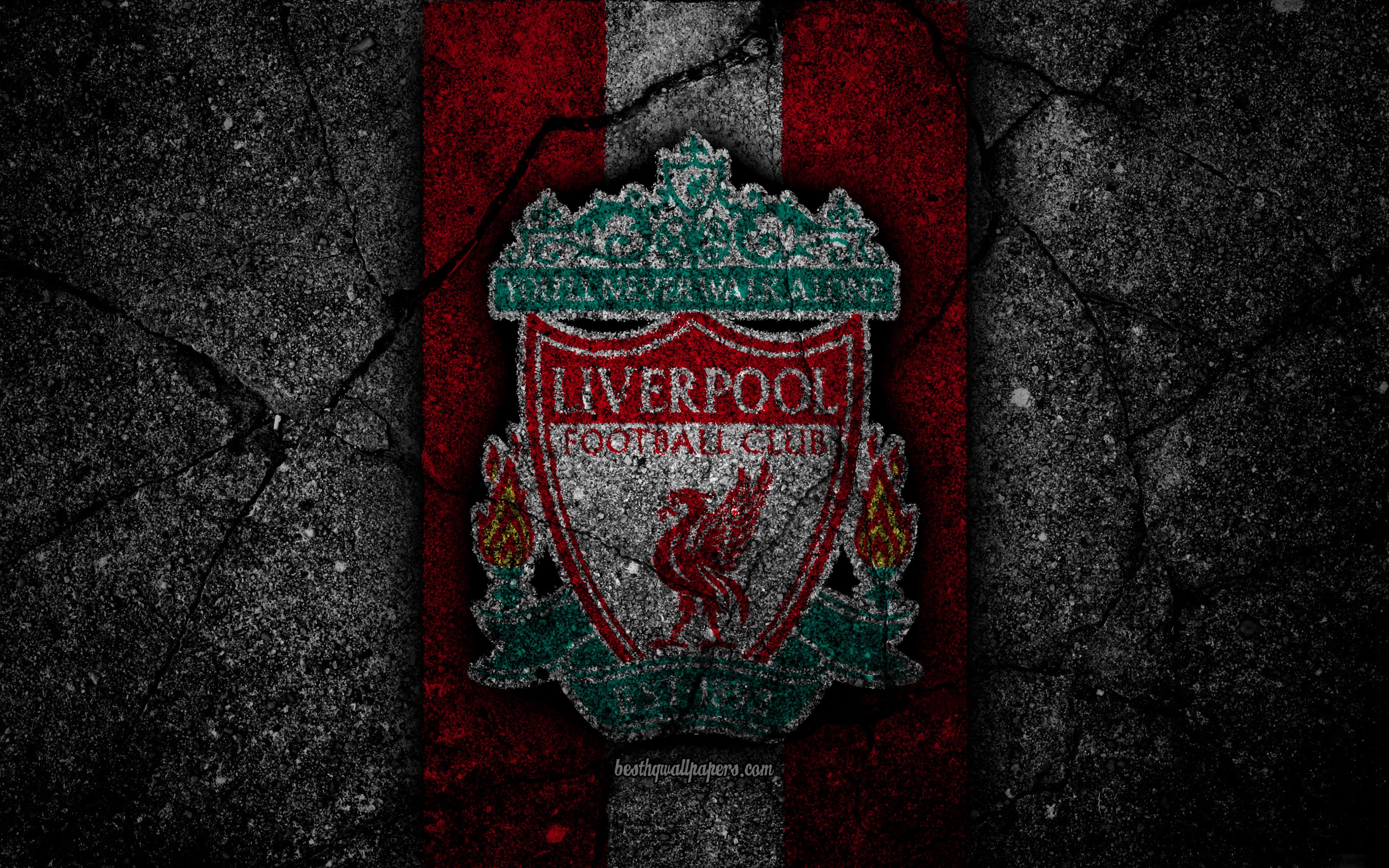 Download wallpaper Liverpool FC, 4k, logo, Premier League, grunge
