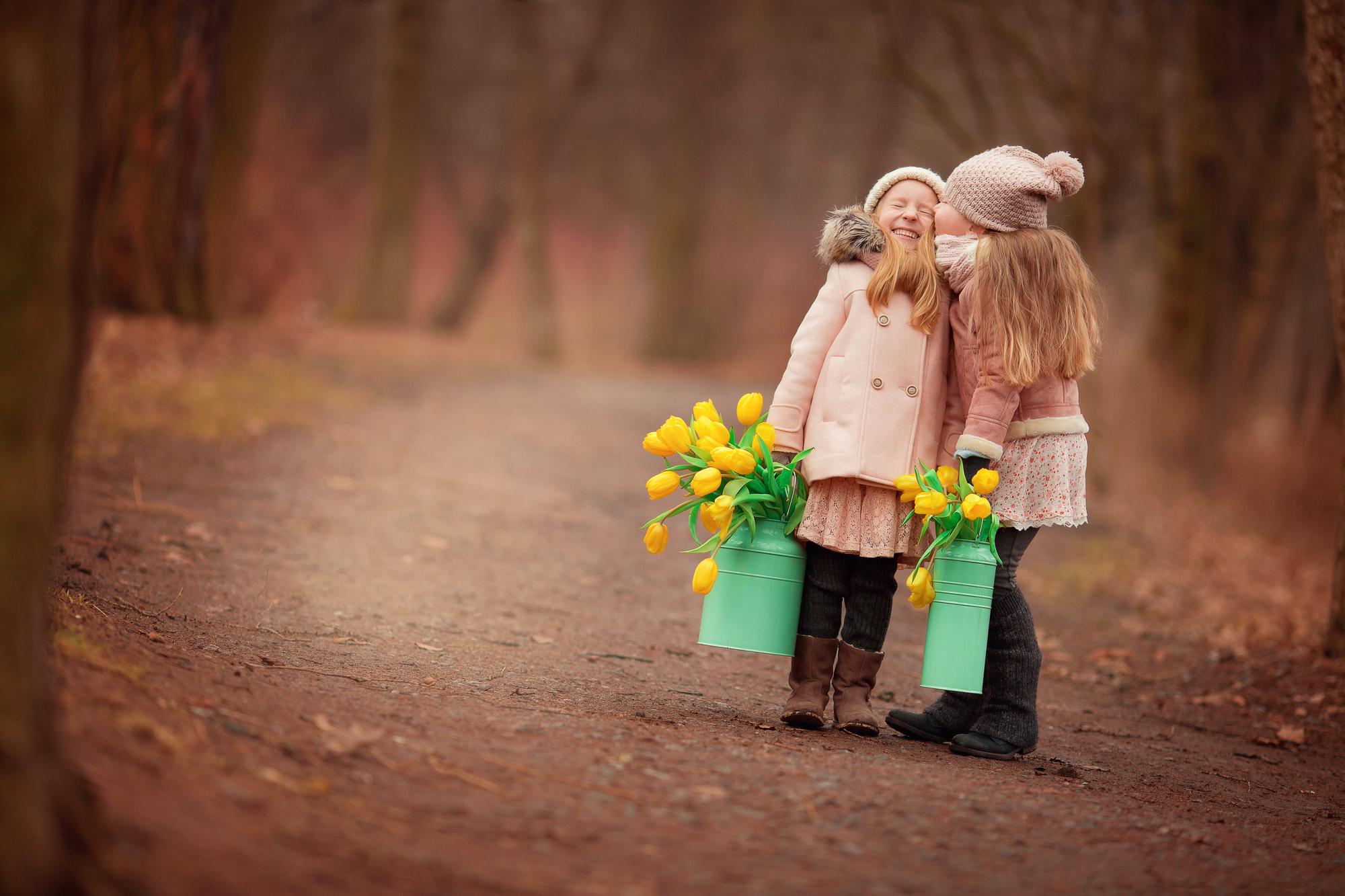 Wallpaper. Children. photo. picture. forest, spring, road