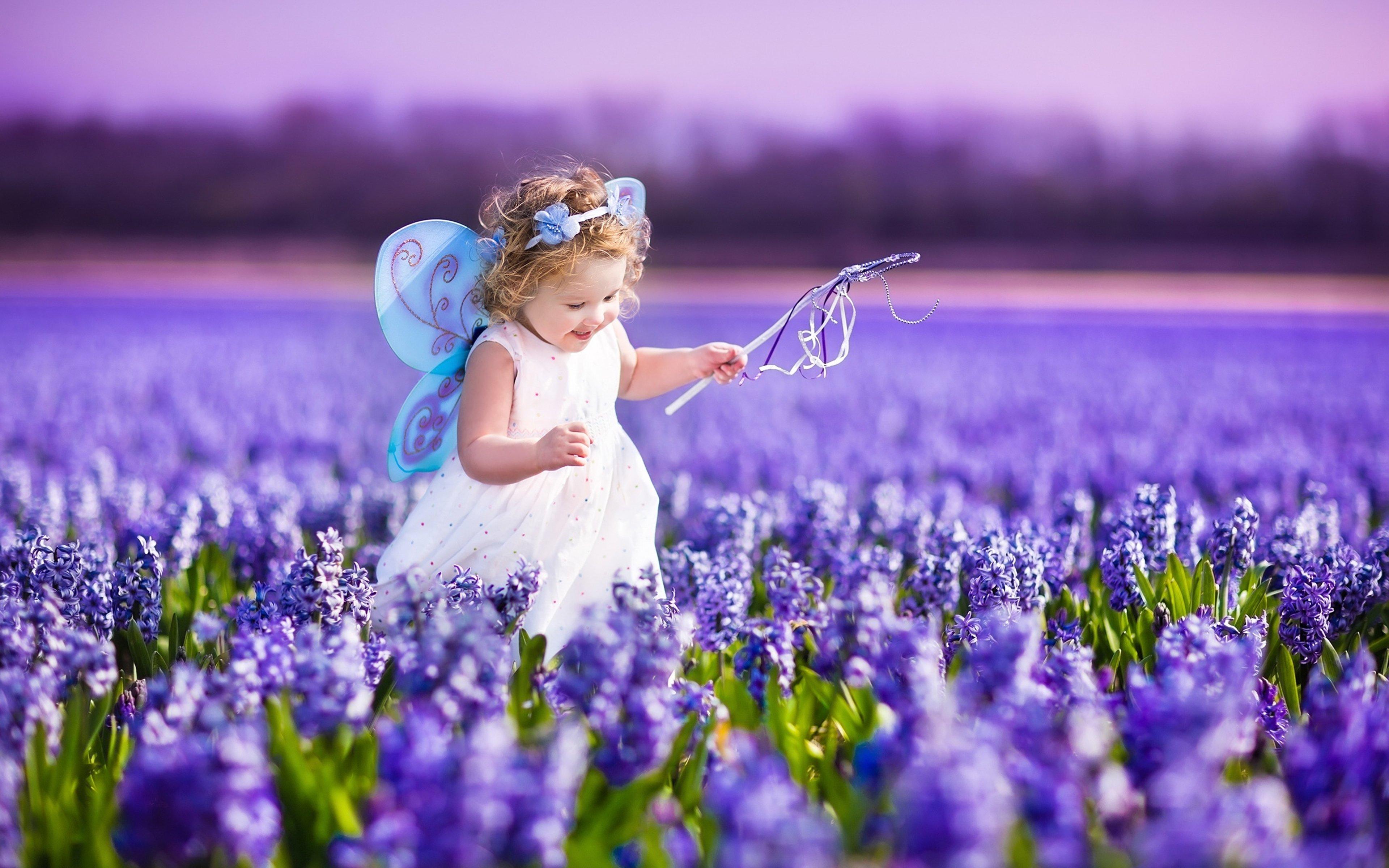 flowers, Spring, Kids, Children, Childhood, Purple, Butterfly