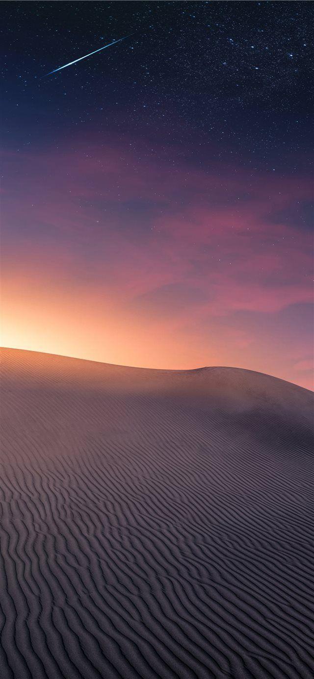 Desert Landscape Sunset and Comet iPhone X wallpaper #star #dune