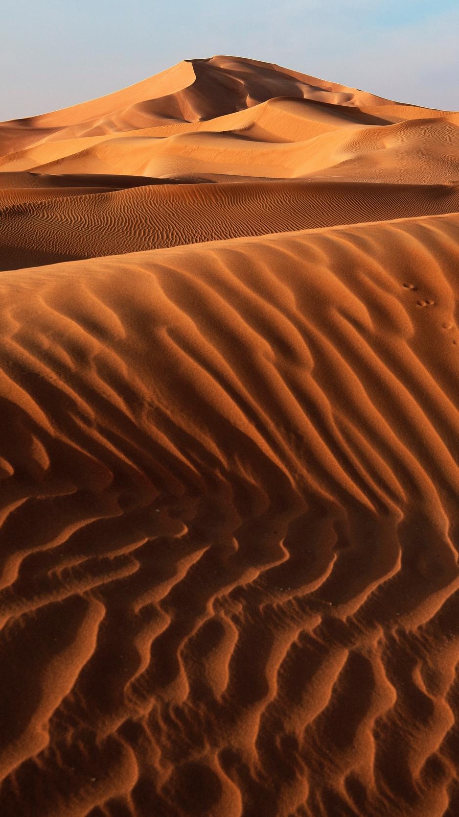 Download wallpaper 938x1668 desert, sand, dunes, relief, sky