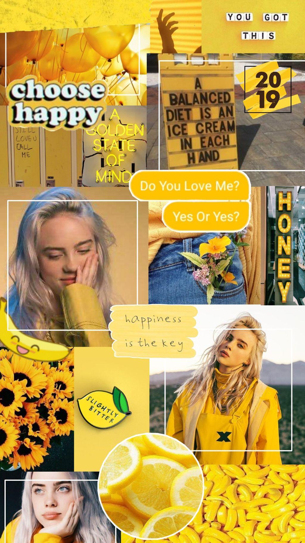 billieeilish yellow aesthetic wallpaper edit
