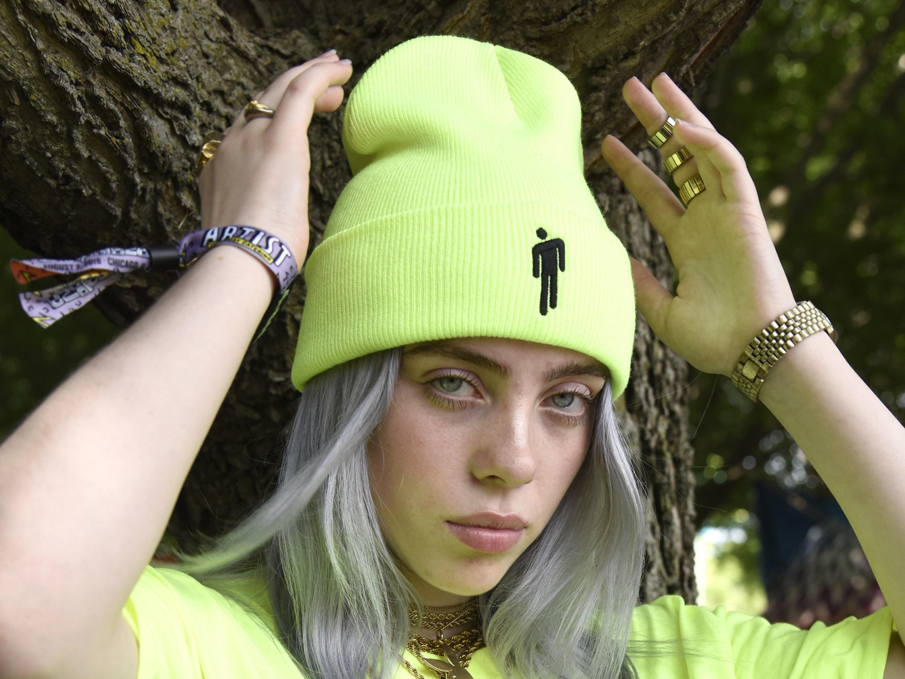 Billie Eilish's signature green and blue look - wide 4