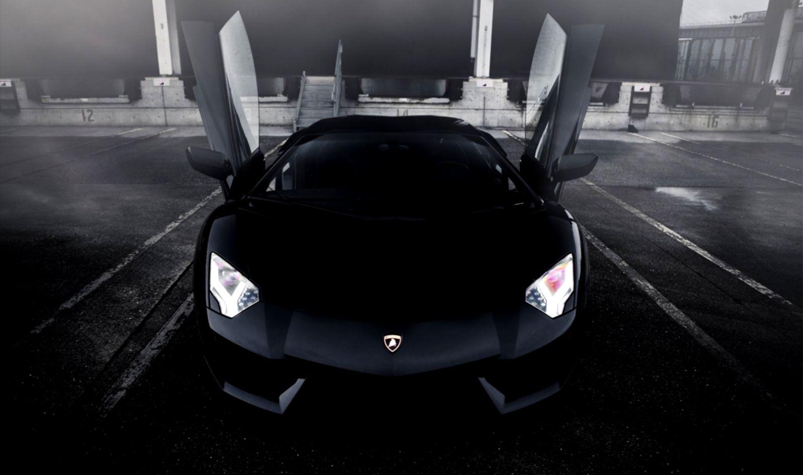 Front Lamborghini Aventador Black Doors Parking HD Wallpaper. All