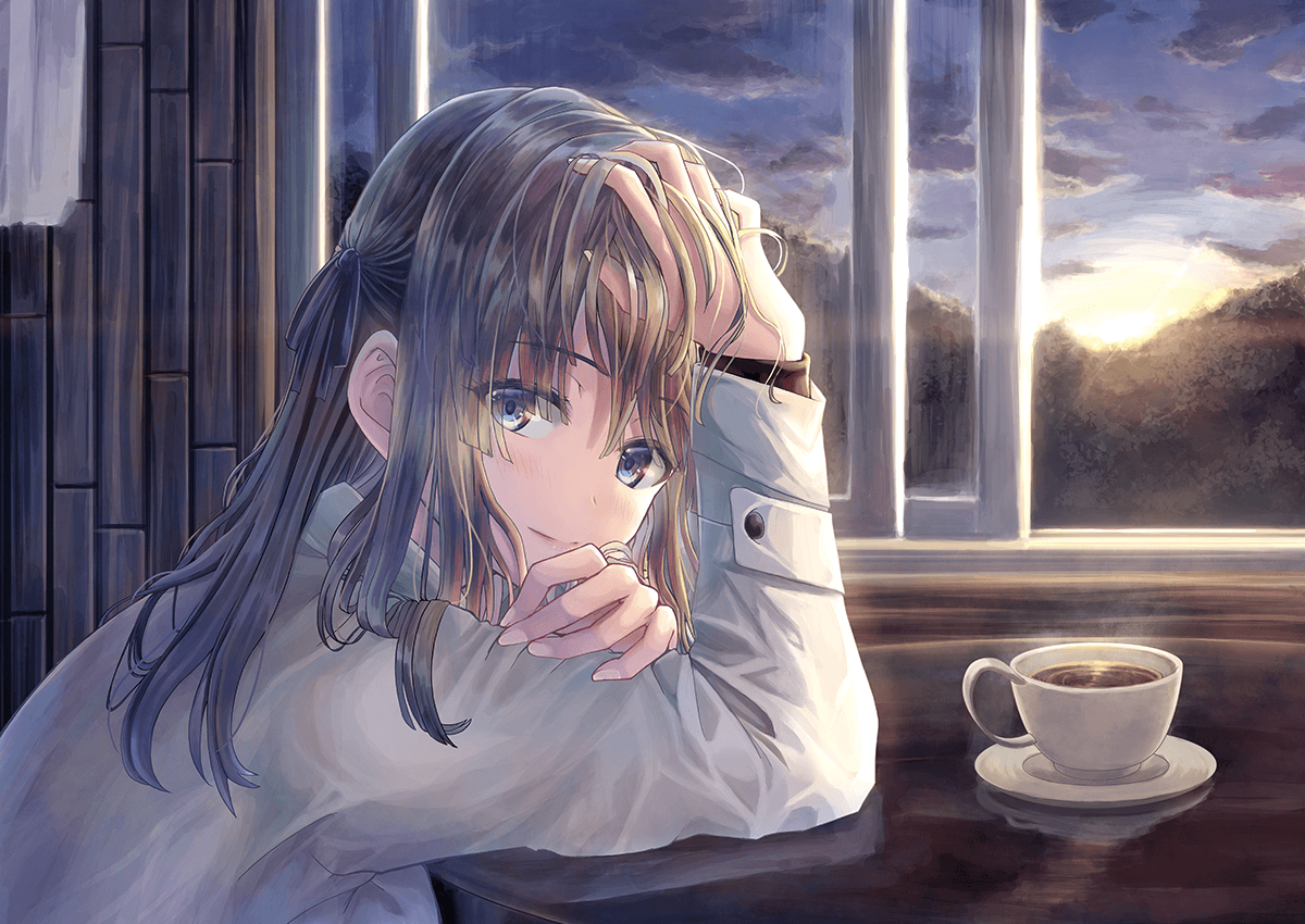 Download Cute Profile Anime Girl Drinking Coffee Pictures  Wallpaperscom