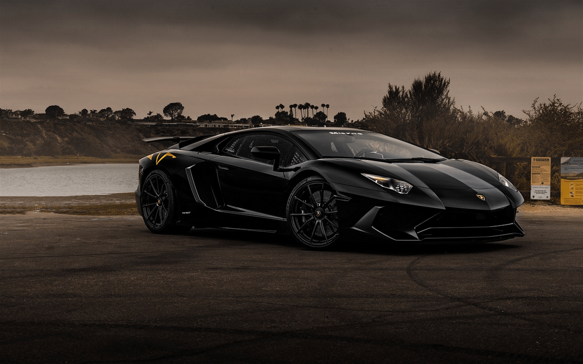 Download wallpaper Lamborghini Aventador, LP700- black supercar