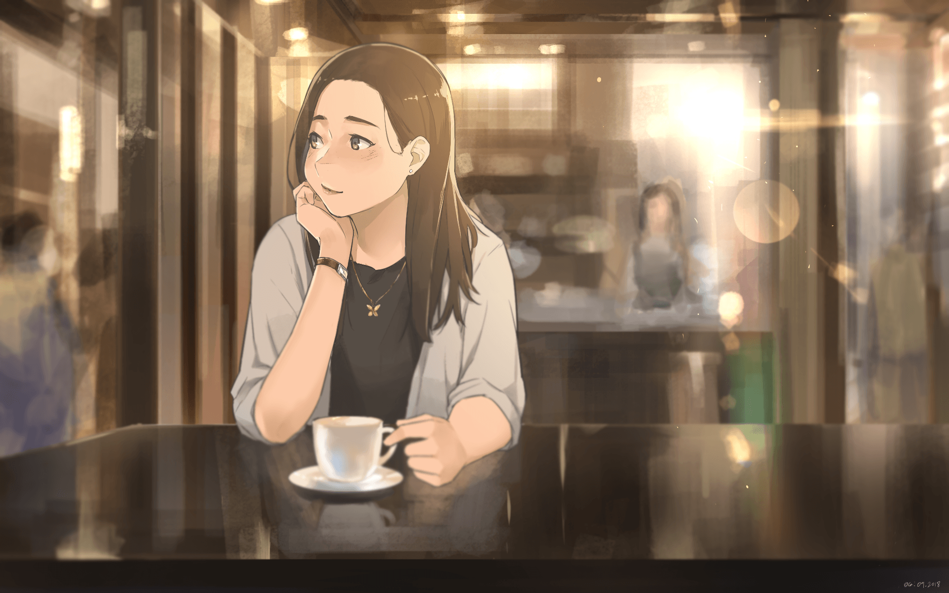 Девушка в кафе арт