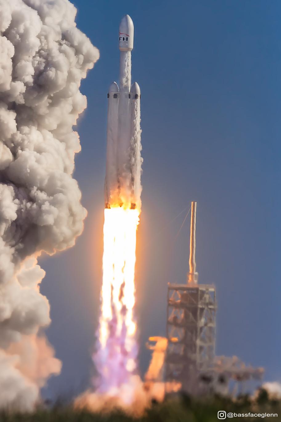Falcon Heavy Liftoff! Shot 4 miles away with camera connected to a