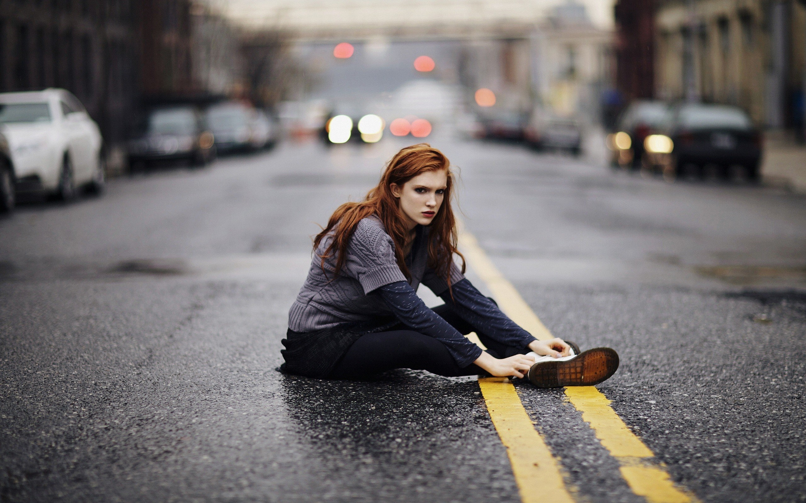 Redhead Girl Street City Fashion