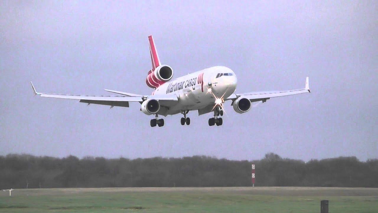 Martinair Cargo Mcdonnell Douglas MD11 lands London Stansted