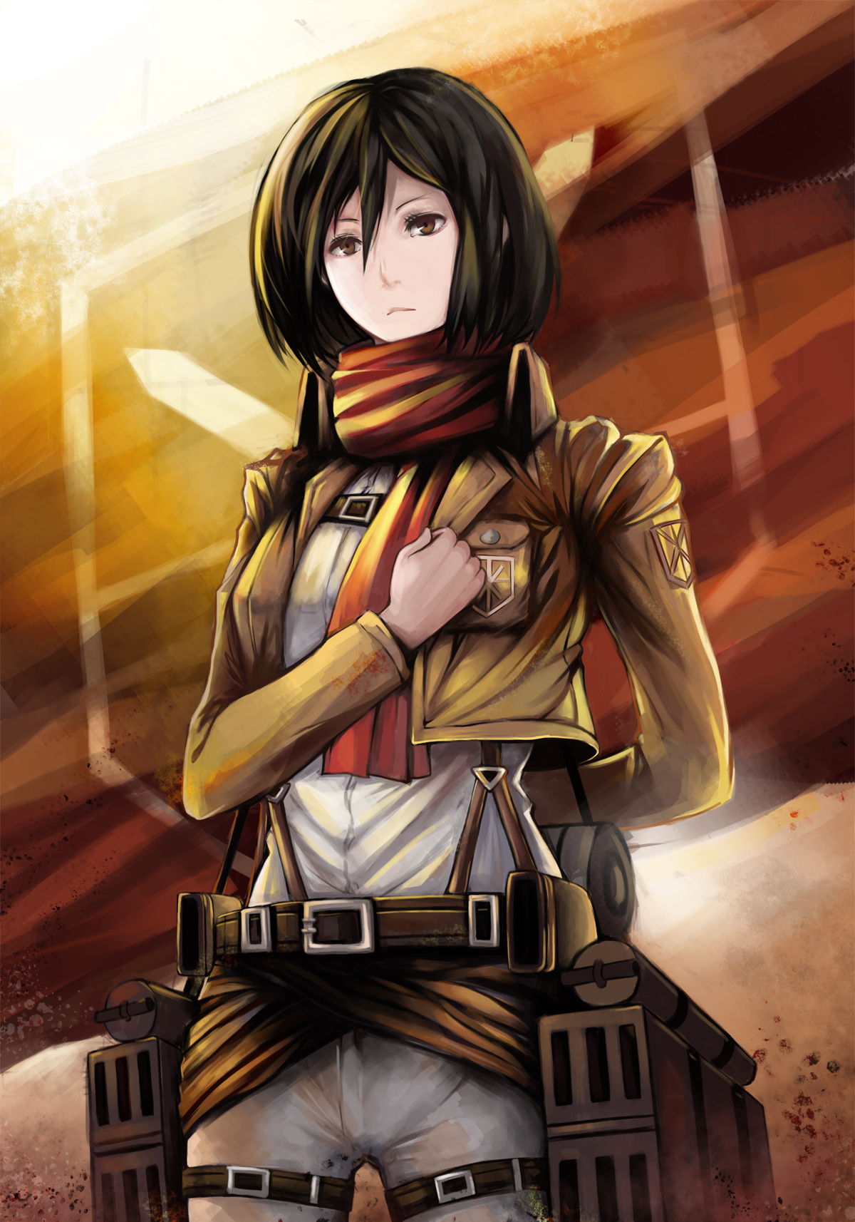 Mikasa Ackerman on Titan Wallpaper