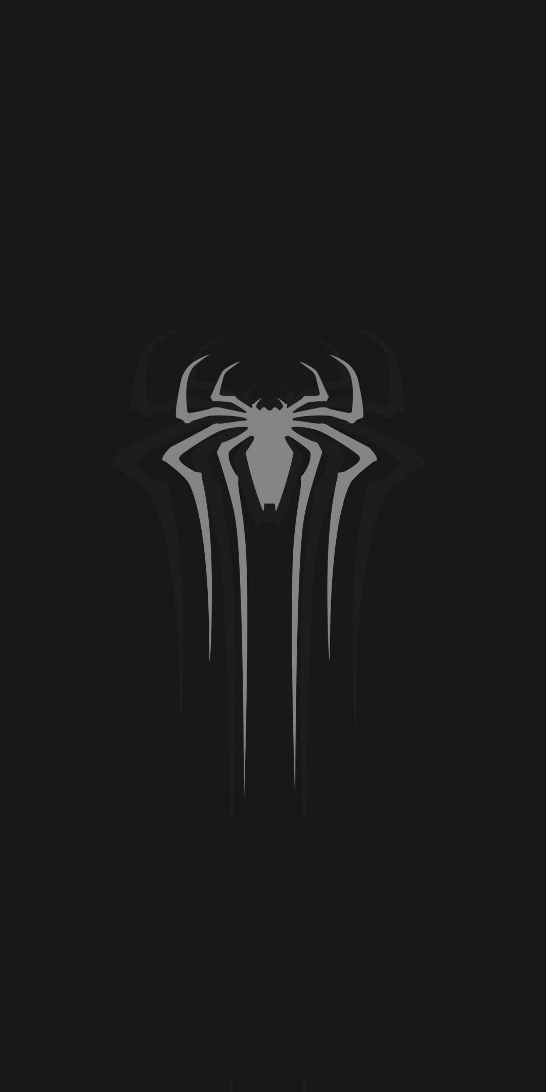 Logo, Gray, Spider Man, Minimal, Dark, 1080x2160 Wallpaper