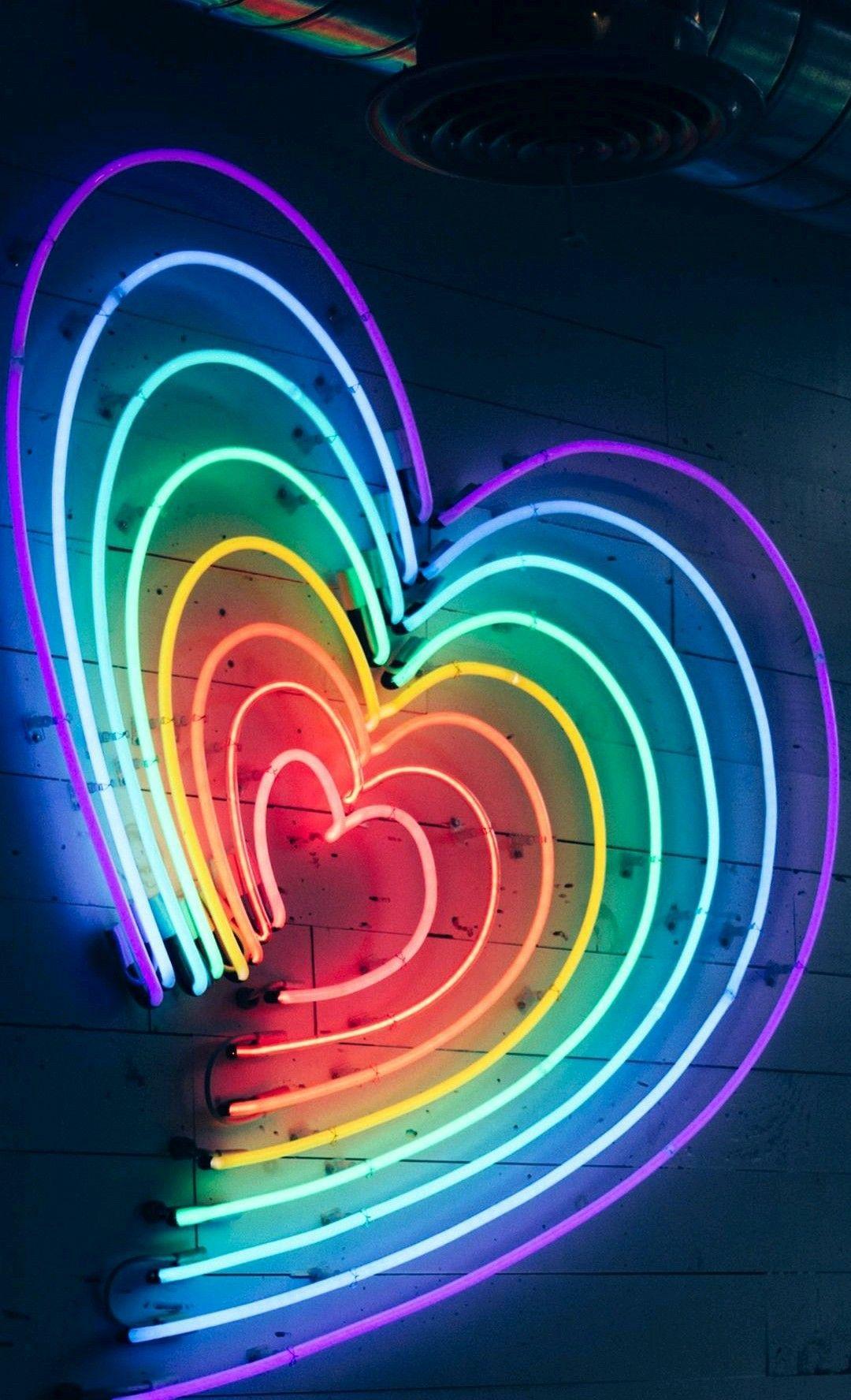 Neon heart rainbow
