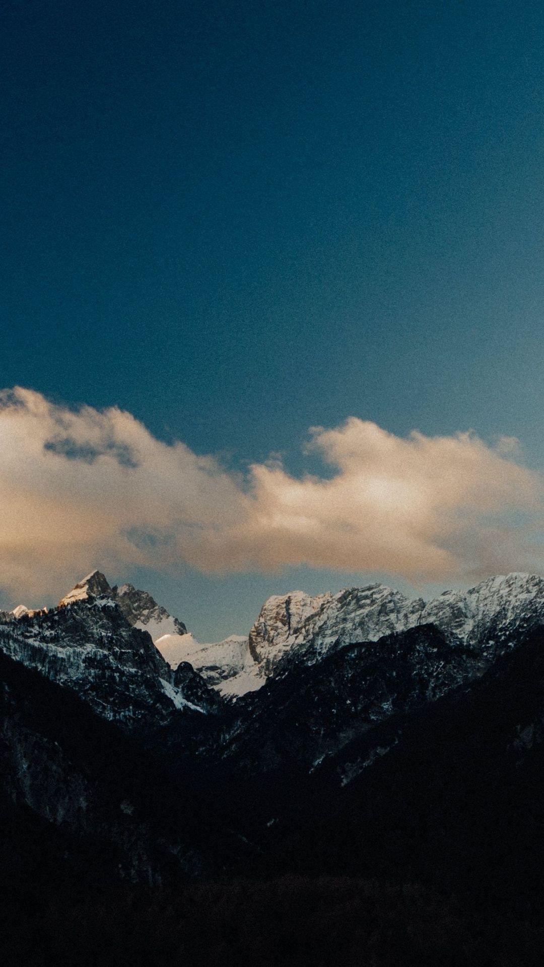 Mountains, clouds, sky, dark, nature, 1080x1920 wallpaper с