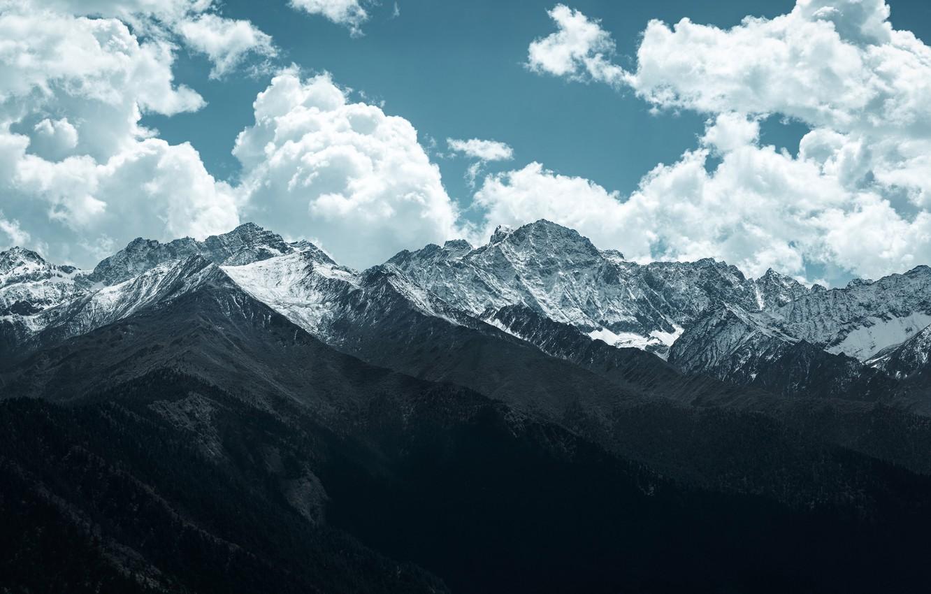 Wallpaper sky, nature, mountains, clouds, landscapes, snowy, peaks