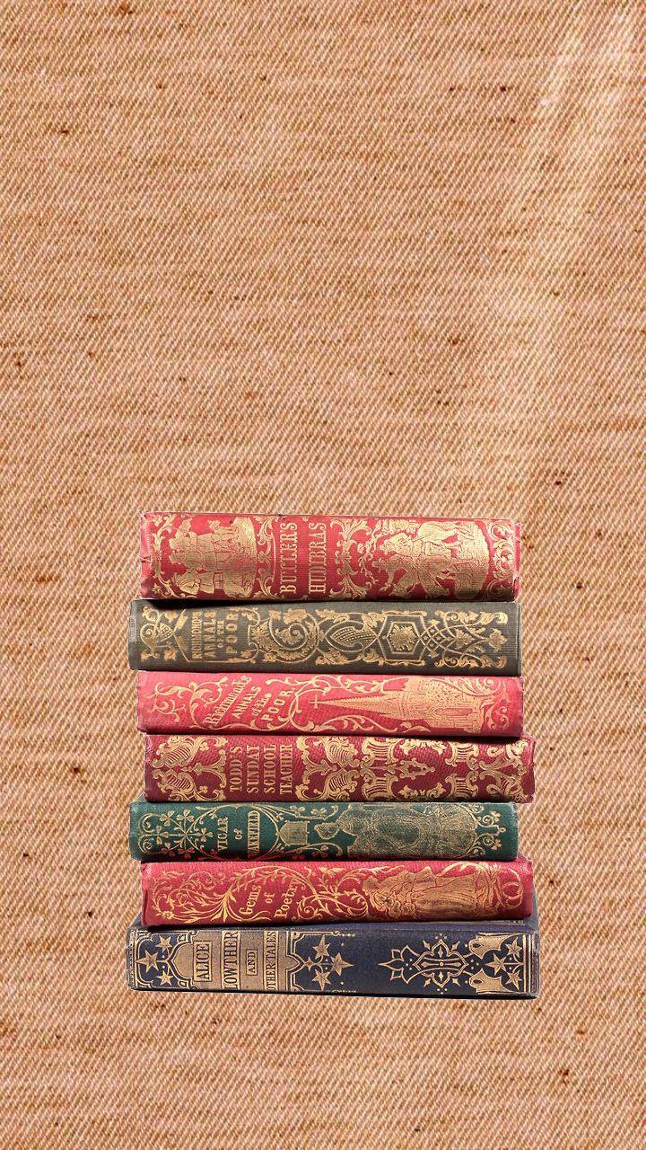 phone wallpaper books on tan linen. Book