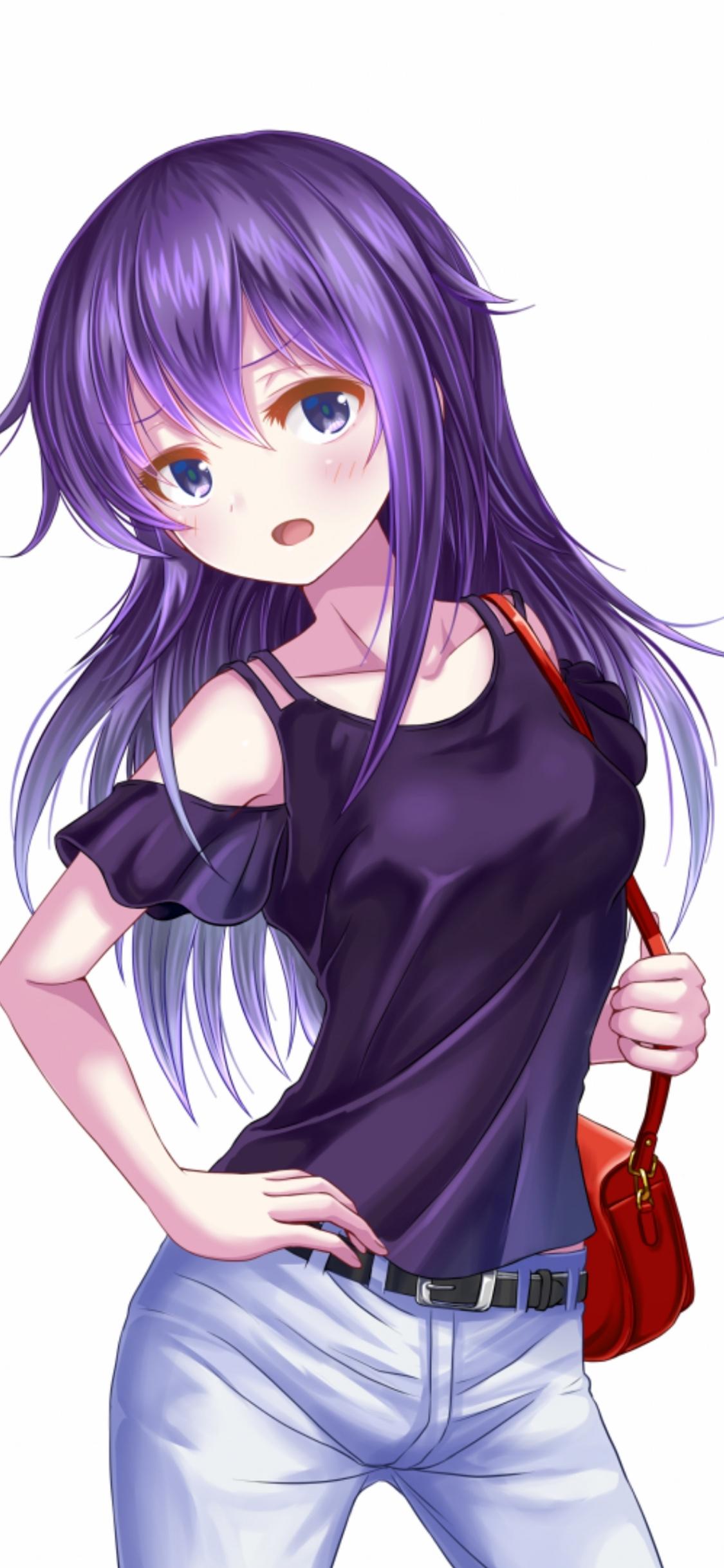 Purple hair, Kancolle, Akatsuki, anime girl, artwork wallpaper