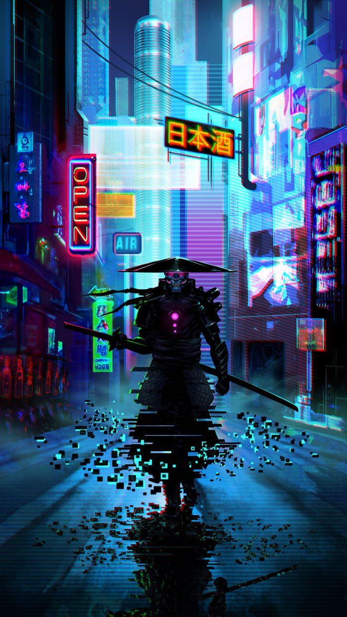 Wallpaper. Arte cyberpunk, Arte futurista, Arte ninja
