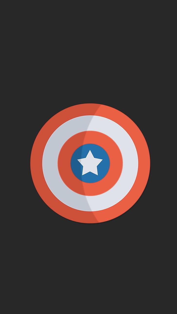 HD wallpaper: Captain America shield logo, superhero, minimalism