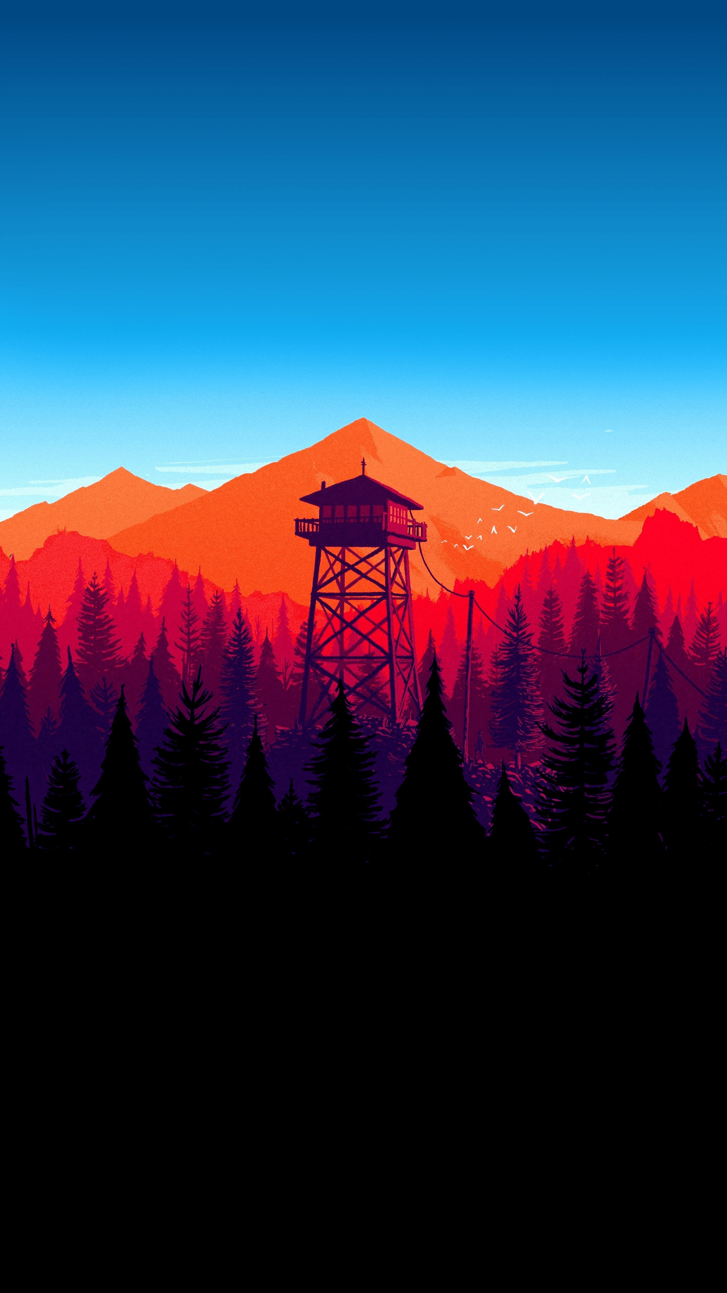 Firewatch Tower With Blue Skies X Post From R AmoledBackground