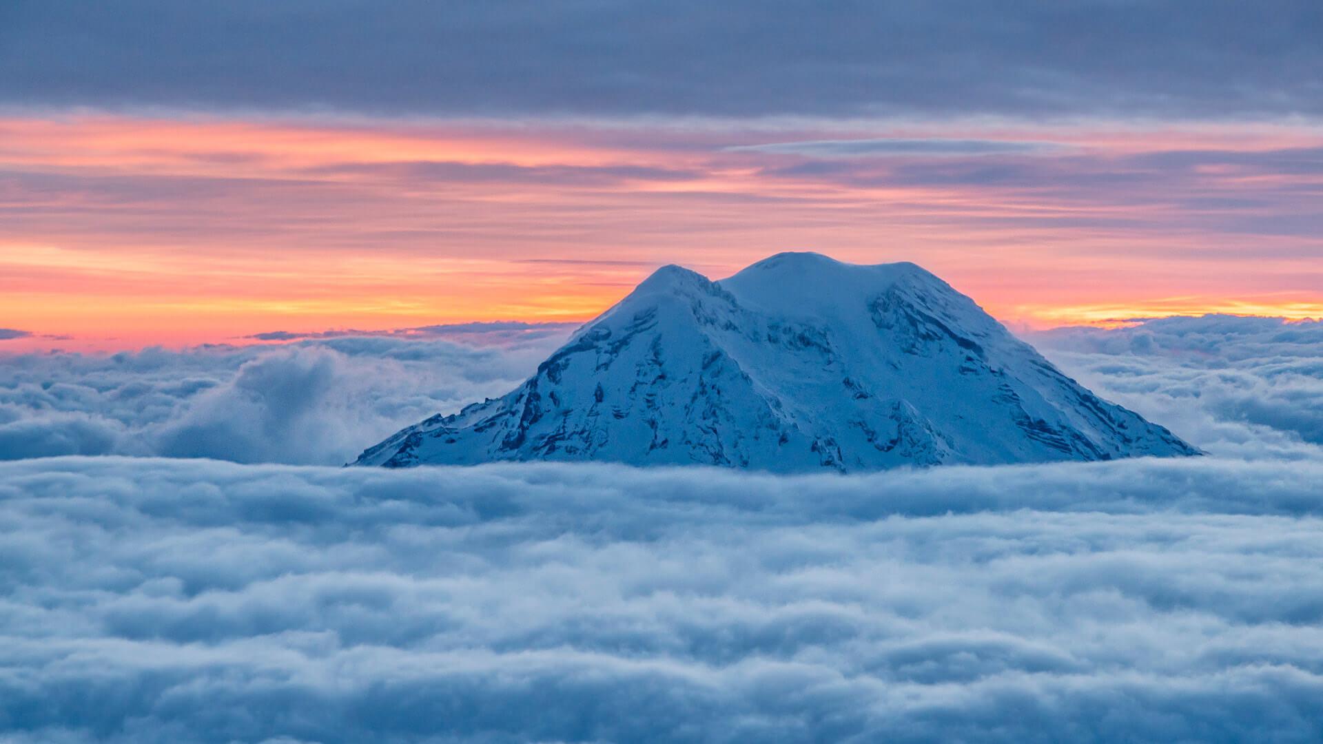 Mount Rainier peeks through