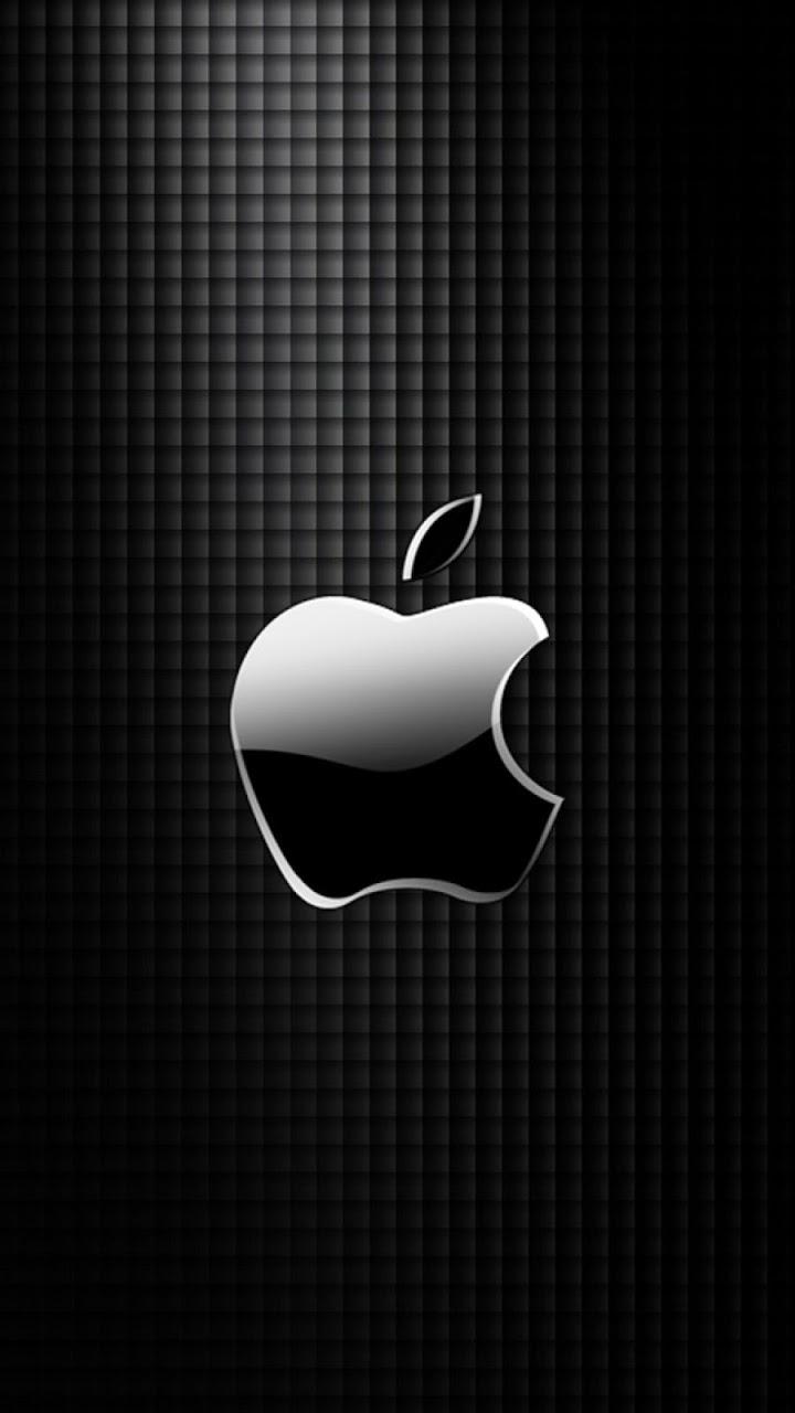Android Best Wallpaper: Sleek Apple Logo with Black Grid