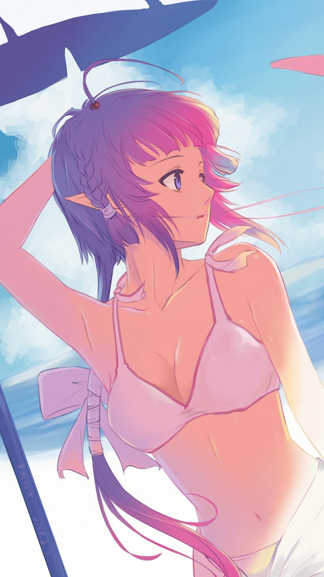 Anime Girl on Beach Android Wallpaper Wallpaper
