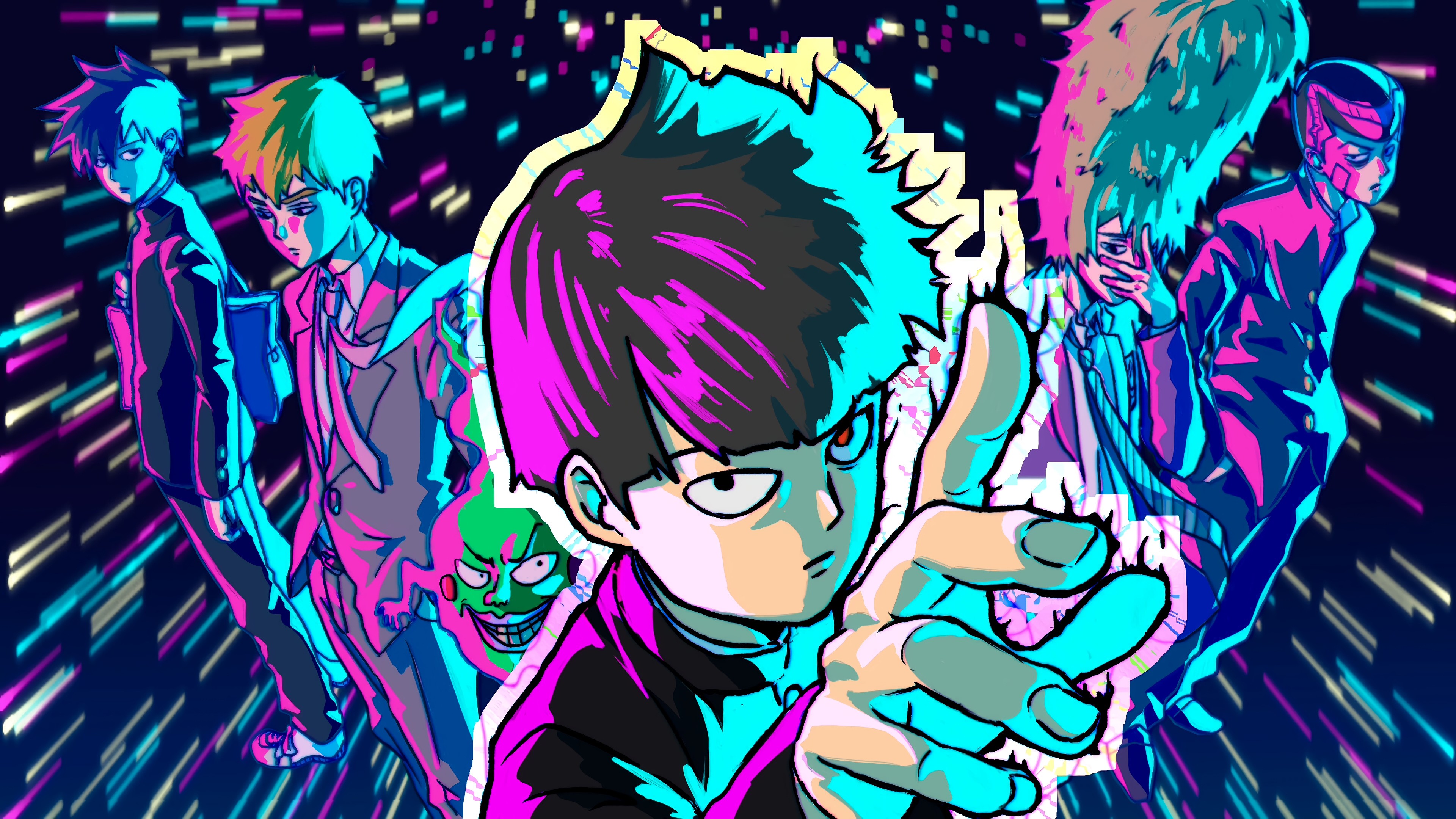 Mob Psycho 100 Anime Characters 4K Wallpaper