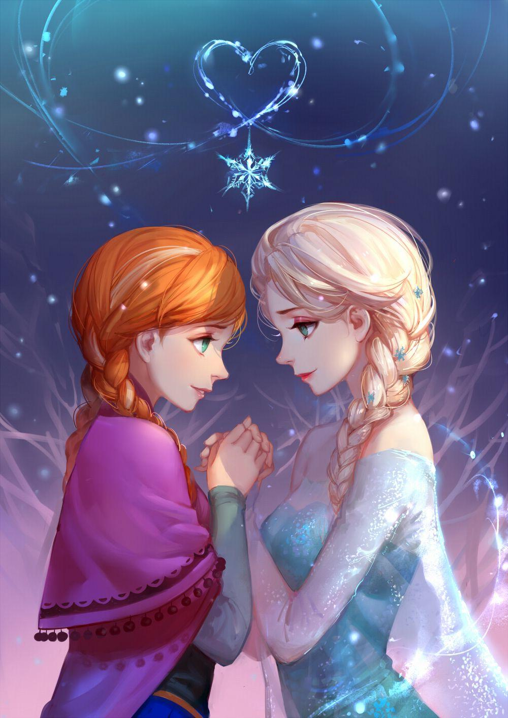 Frozen Anna and Elsa Best HD Desktop Wallpaper. Disney art, Disney frozen, Anime
