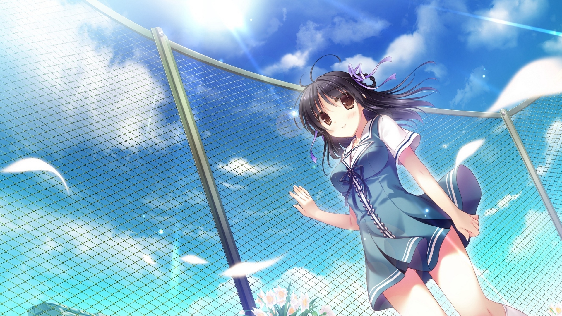 Wallpaper Sky, Anime, Girl Girl Full HD