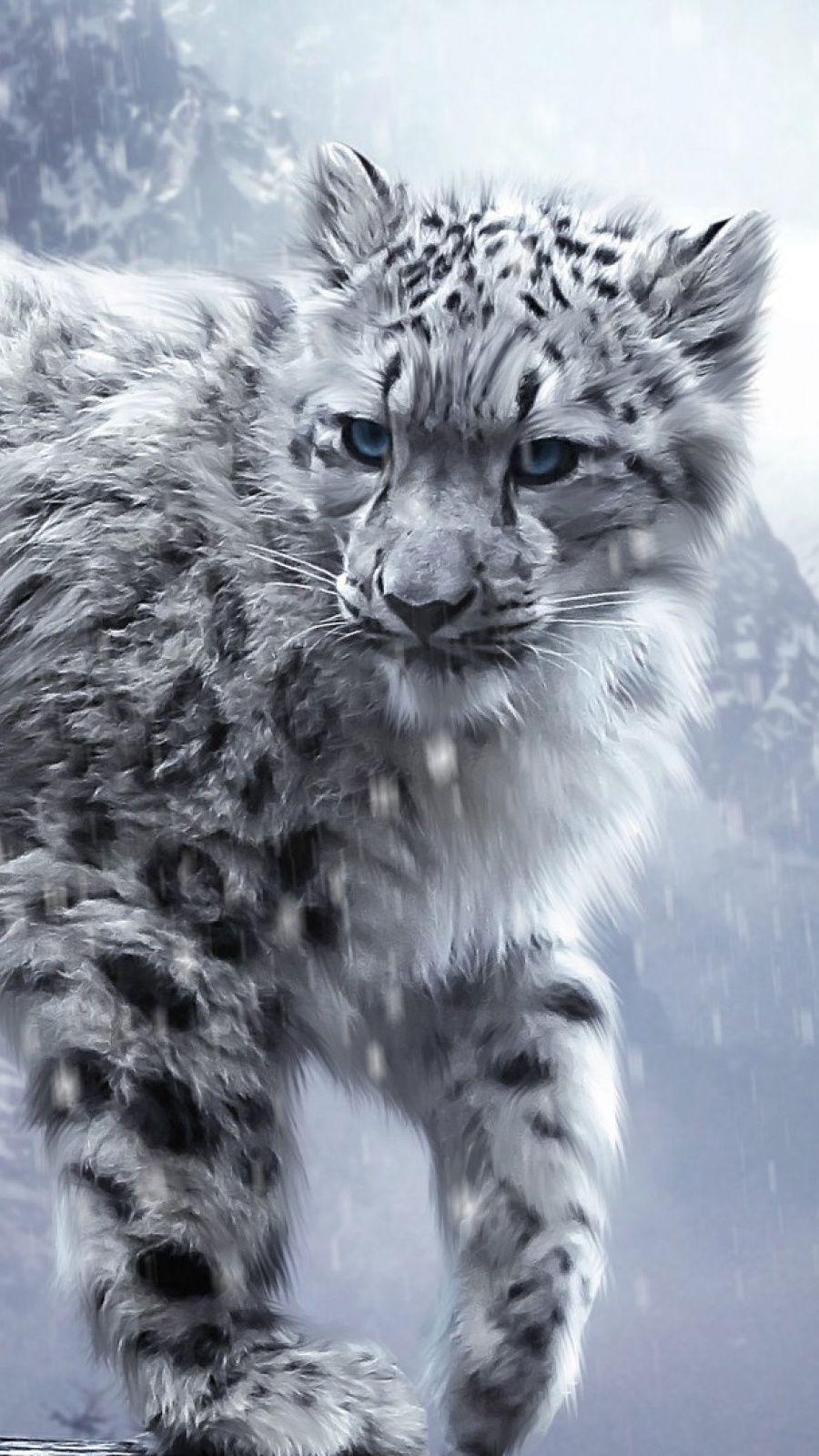 White Snow Leopards Mobile Wallpaper Wall. Animals beautiful, Animals, Cute animals