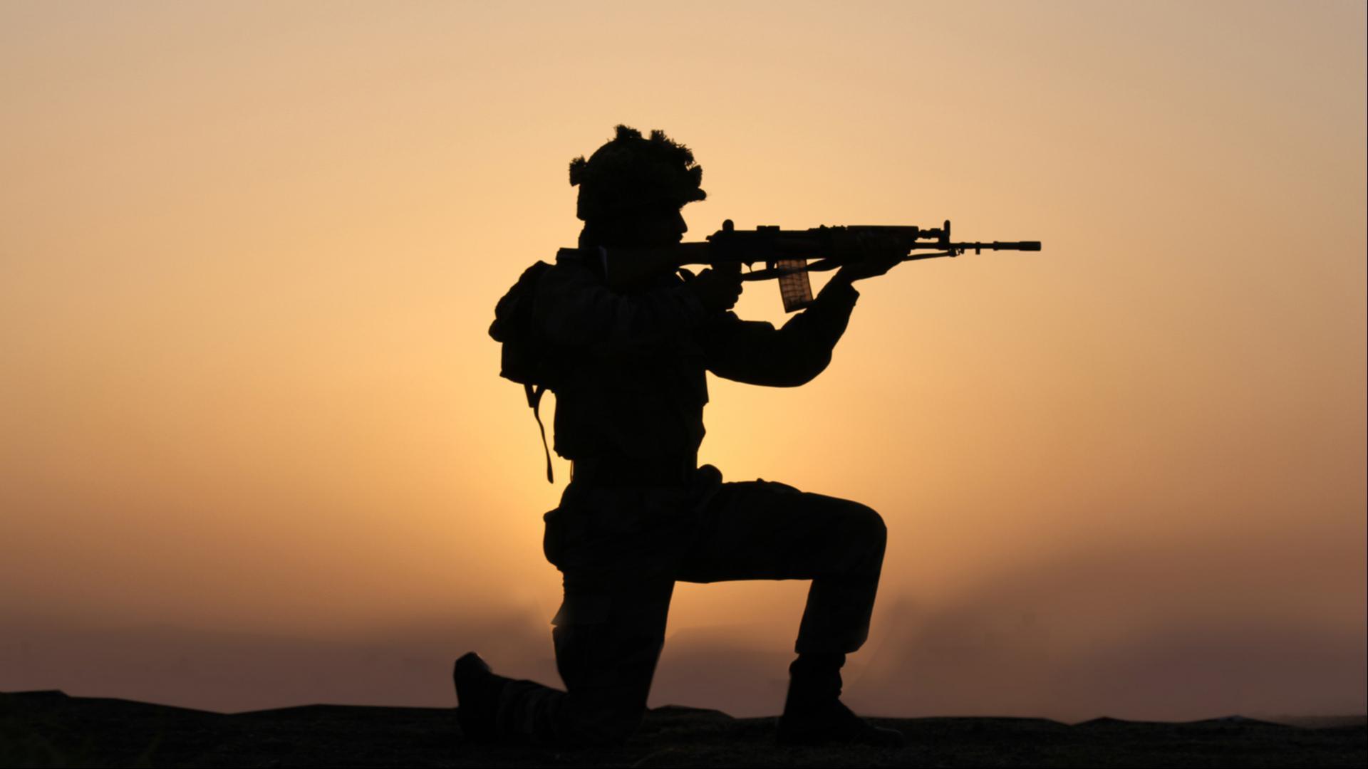 Indian Army Wallpaper with Soldier in Silhouette Wallpaper