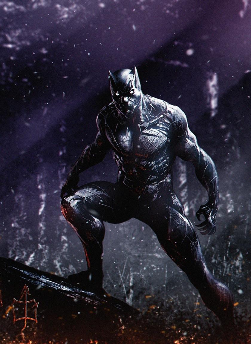 Download 840x1336 wallpaper dark, superhero, marvel, black panther
