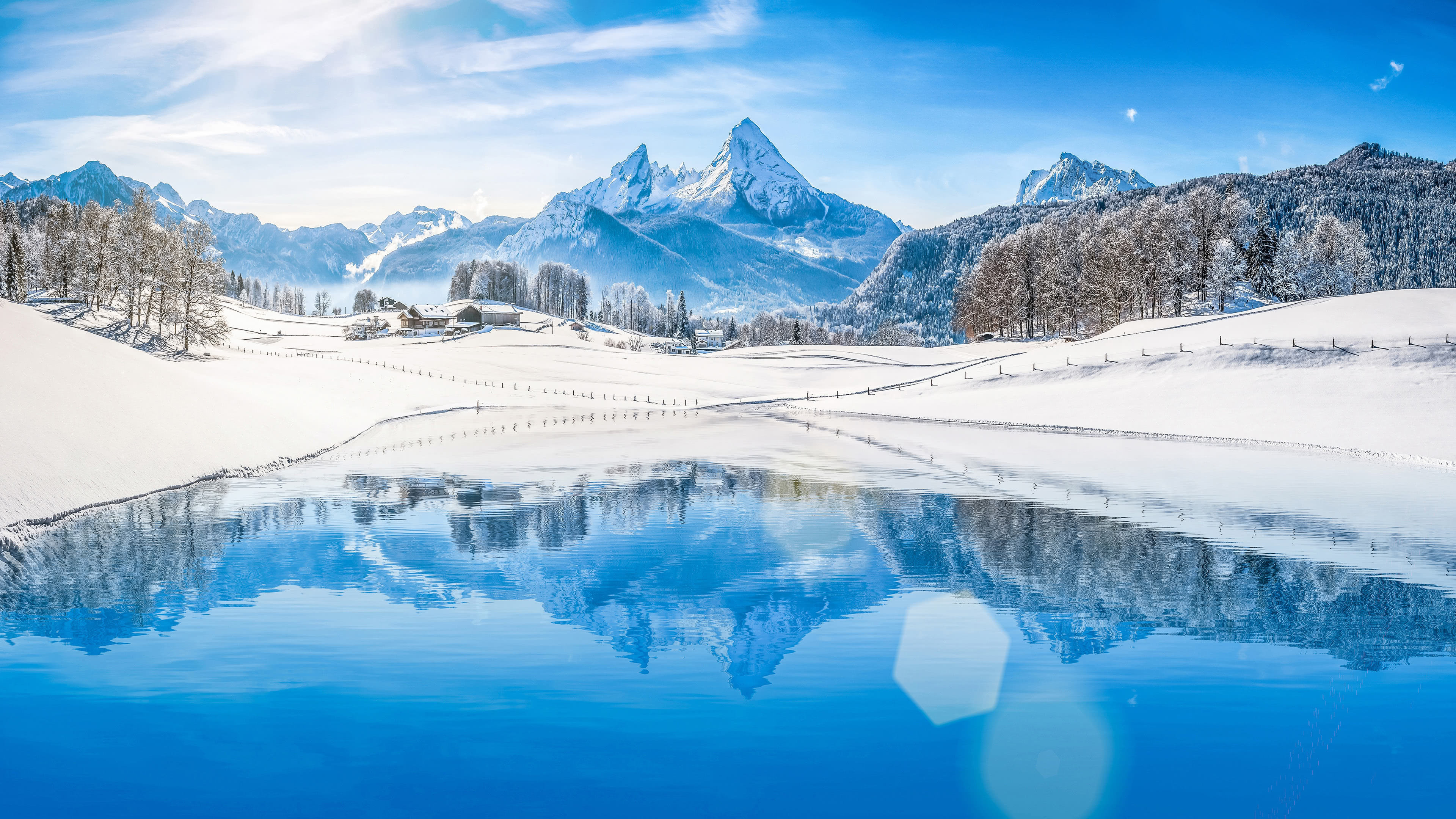 Mountain Lake In Winter Wallpaperx2160