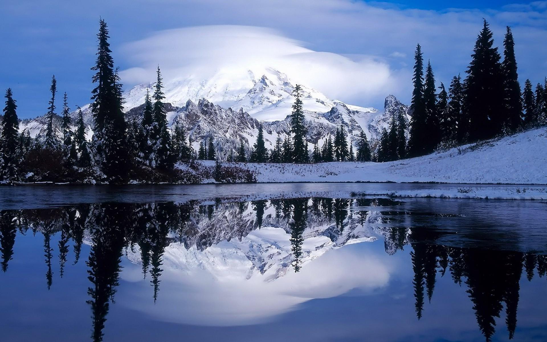 landscape, Nature, Lake, Mountain, Winter Wallpaper HD / Desktop and Mobile Background