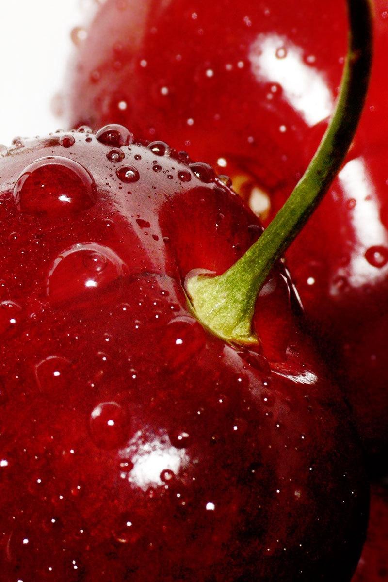 Download Wallpaper 800x1200 Close Up, Cherry, Drops, Red Iphone 4s