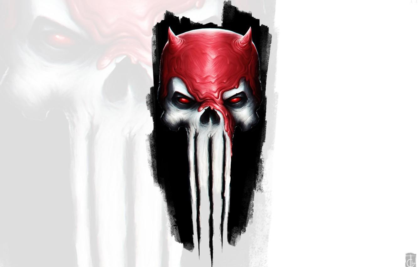 Wallpaper skull, Punisher, Sake, Marvel, Daredevil, Daredevil