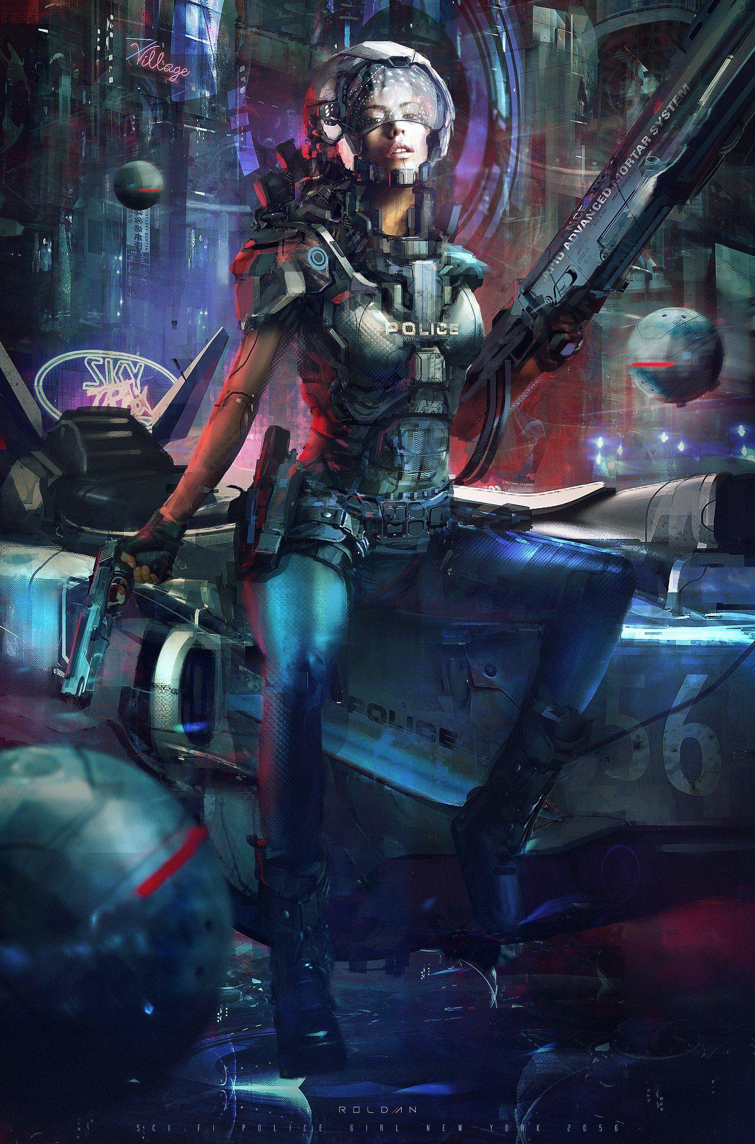 police, Cyberpunk, Futuristic Wallpaper. Sci fi concept art