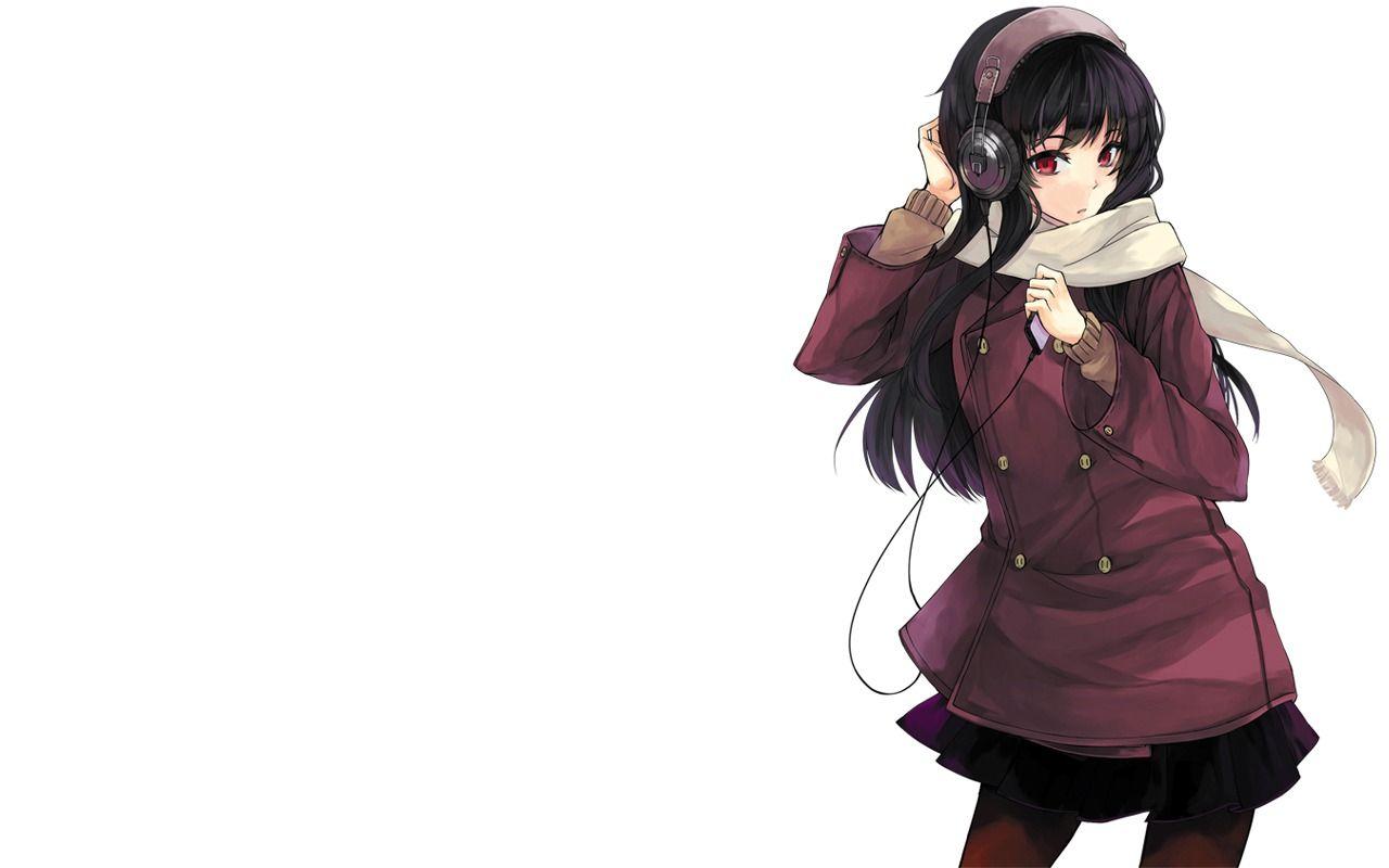 anime little girl with black hair and red eyes