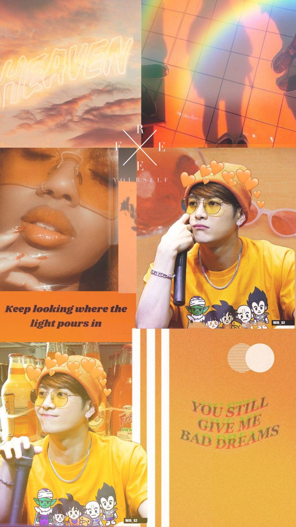 freetoedit got7 jackson edit orange aesthetic wallpaper