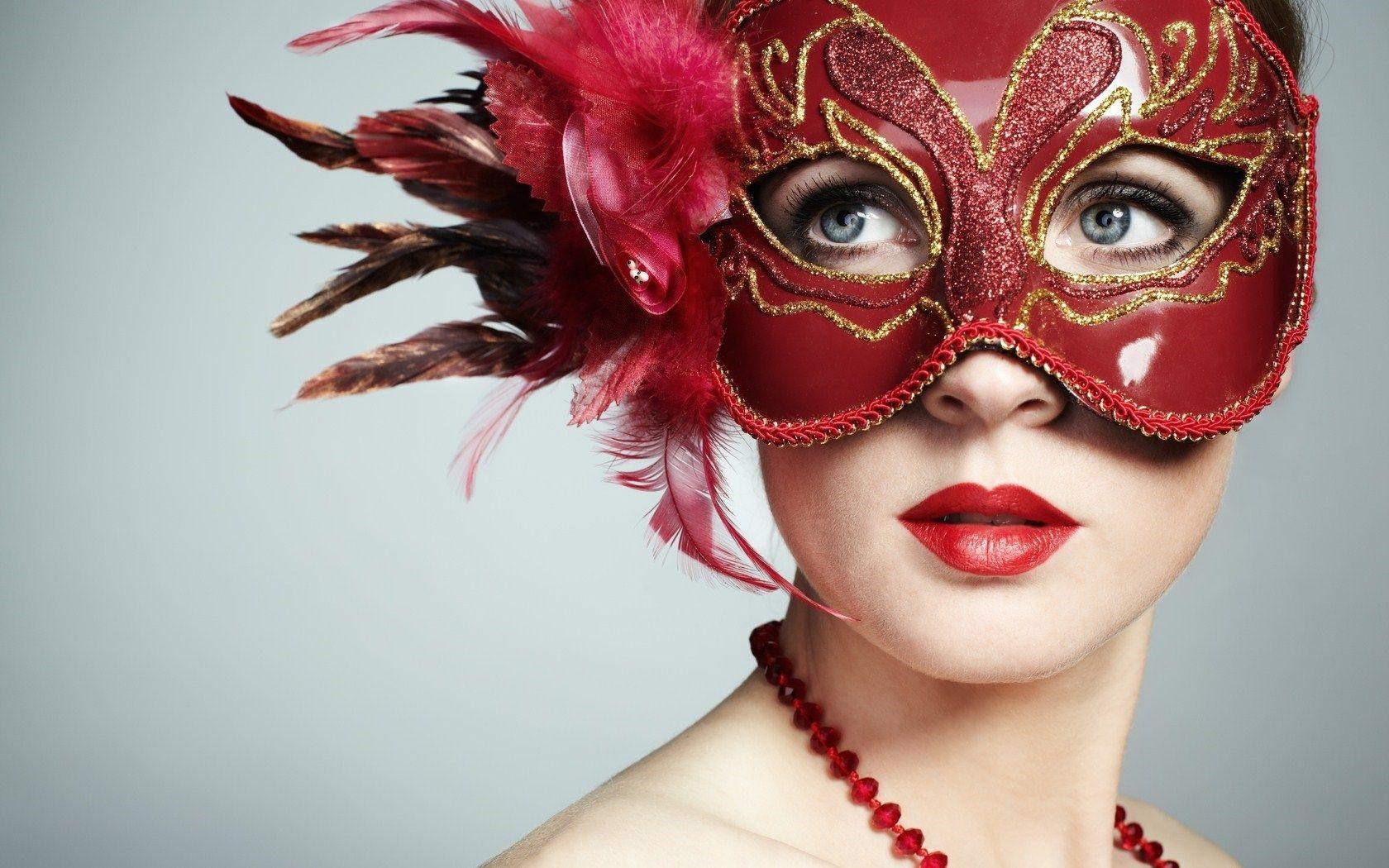 Girl Carnival Mask Red Lips Fashion Show HD Wallpaper. Red mask