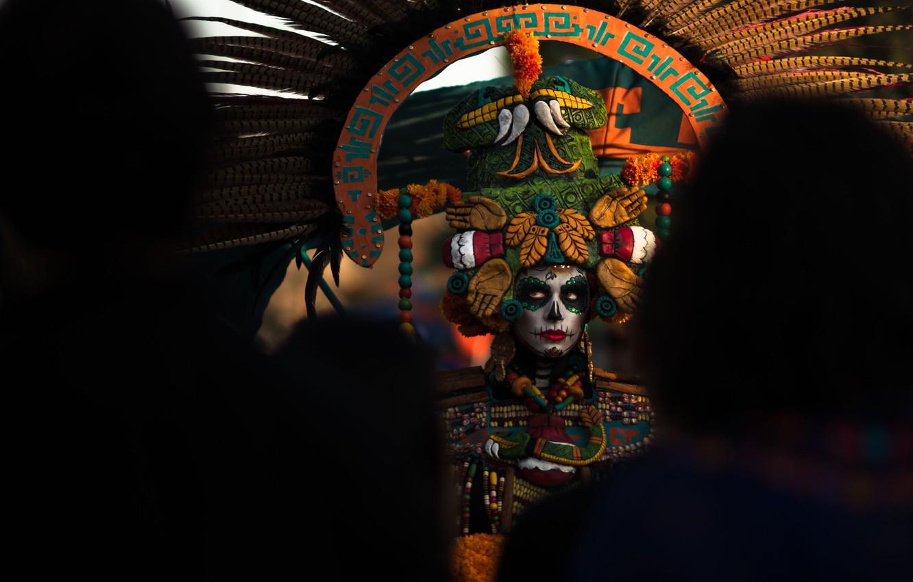 Wallpaper girl, carnival, the dark background, day of the dead