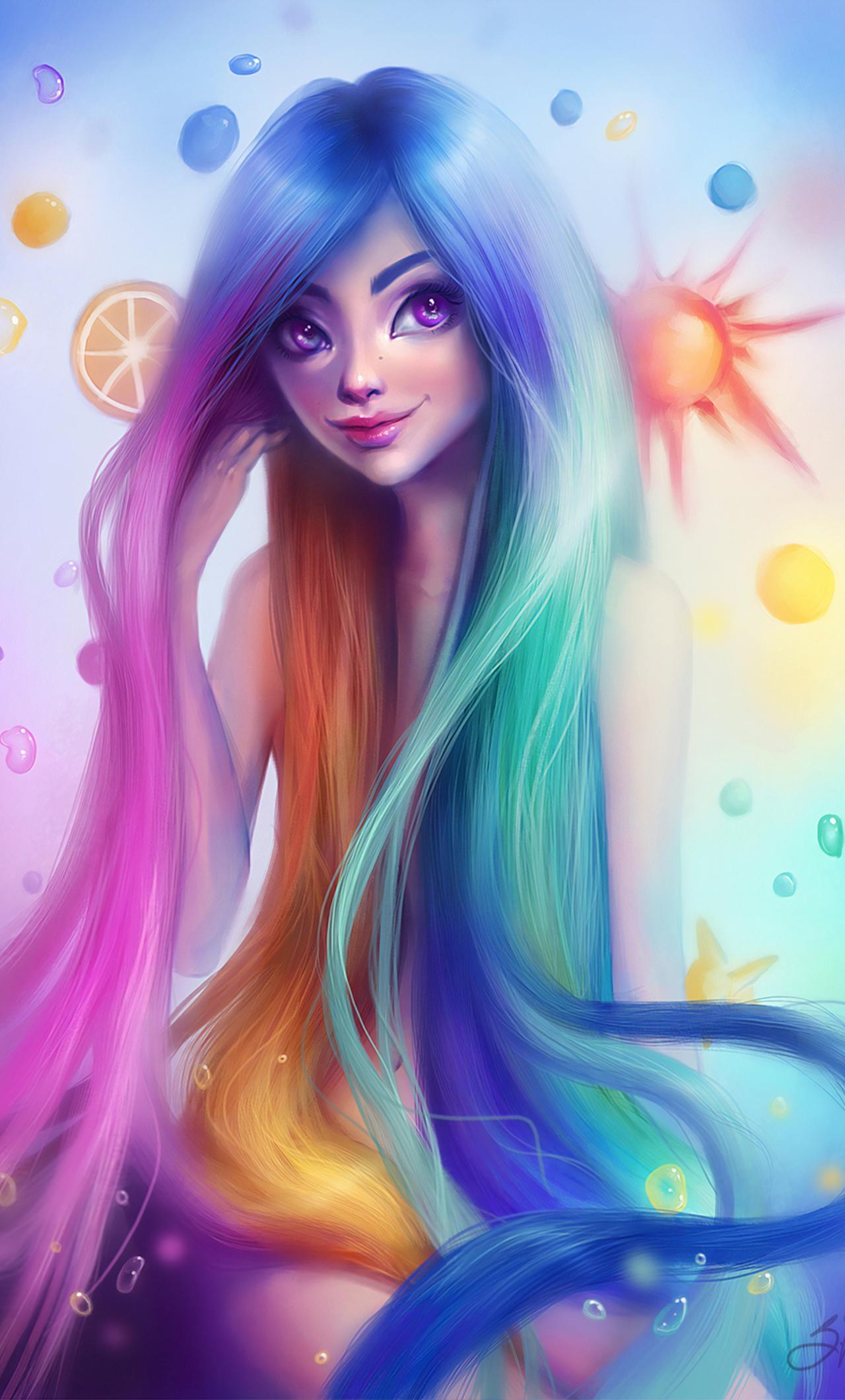 Rainbow Hair Girl iPhone HD 4k Wallpaper, Image