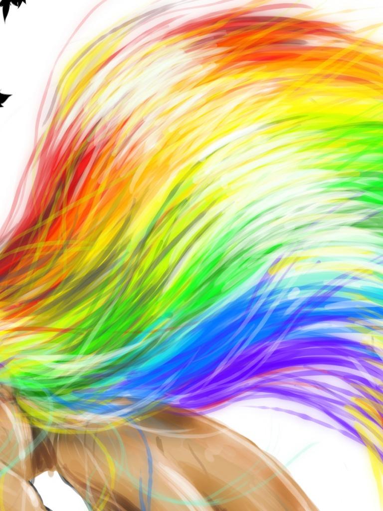 Woman Rainbow Hair Pose Mood iPad mini wallpaper